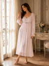 Vintage inspired long sleeve sleep dress with lace waist detail