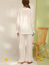 Back view of textured cotton pajama set with relaxed fit