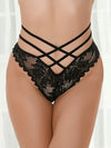 Sexy floral lace thong underwear with crisscross waistband