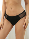Women's black bamboo leakproof period panties with sheer mesh sides