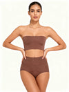 Model wearing brown high waist absorbent period underwear
