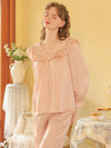 Feminine vintage inspired pajama set with flowing silhouette