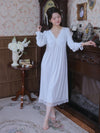 Court lace viscose nightgown with embroidered V-neck