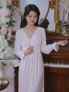 Sheer lace long sleeve sleepwear with graceful drape