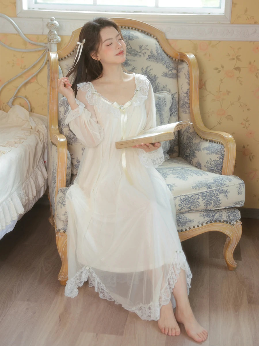 Vintage romantic nightgown in soft pastel colorways