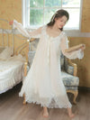 Romantic white lace nightgown with cute bow detail