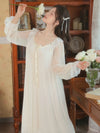 Sheer long sleeve lace sleepwear with bow accent