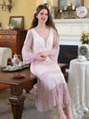 Soft viscose nightgown with embroidered mesh detail