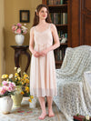 Sleeveless romantic lace trim sleep dress for women