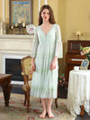 Breathable viscose sleepwear with romantic lace layers