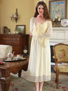 Butter yellow romantic lace nightgown with airy flowing sleeves