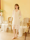 Elegant ivory viscose nightdress with feminine lace trim details