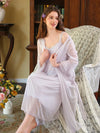 Light purple vintage-inspired nightwear set with robe