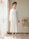 Elegant V-neck cotton nightgown for cozy lounging