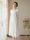 Soft vintage sleepwear with embroidered neckline detail