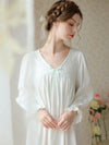 Romantic embroidered nightgown with breathable cotton comfort