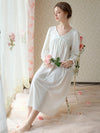 White long sleeve nightdress with soft ribbon accents