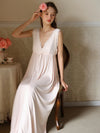 Blush pink romantic maxi sleep dress with lace details
