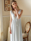Feminine lace neckline viscose sleepwear dress