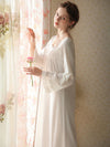 Close-up of elegant long sleeve lace sleep dress