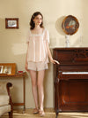 Soft cottagecore sleepwear set with feminine square neckline