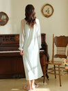 Feminine vintage sleepwear with soft mesh sleeves