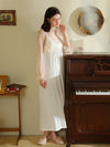 Soft white mesh long sleeve nightdress with bow detail