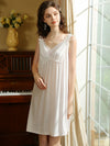 Feminine mesh bow nightdress with French vintage styling