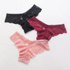 Multi-color lace thong underwear set flat lay display