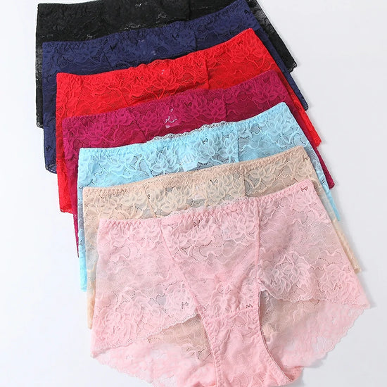 Multi-color floral lace boyshort panties flat lay collection