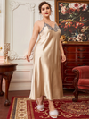 Elegant cami satin nightdress with embroidery detail