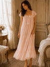 SlesSic romantic pink ruffle nightgown with flowy vintage inspired silhouette