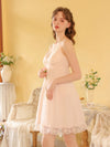 Light pink lace trim slip nightdress with soft A-line silhouette
