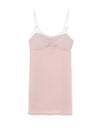 Pink bow strap contrast cami nightdress with soft stretch fabric