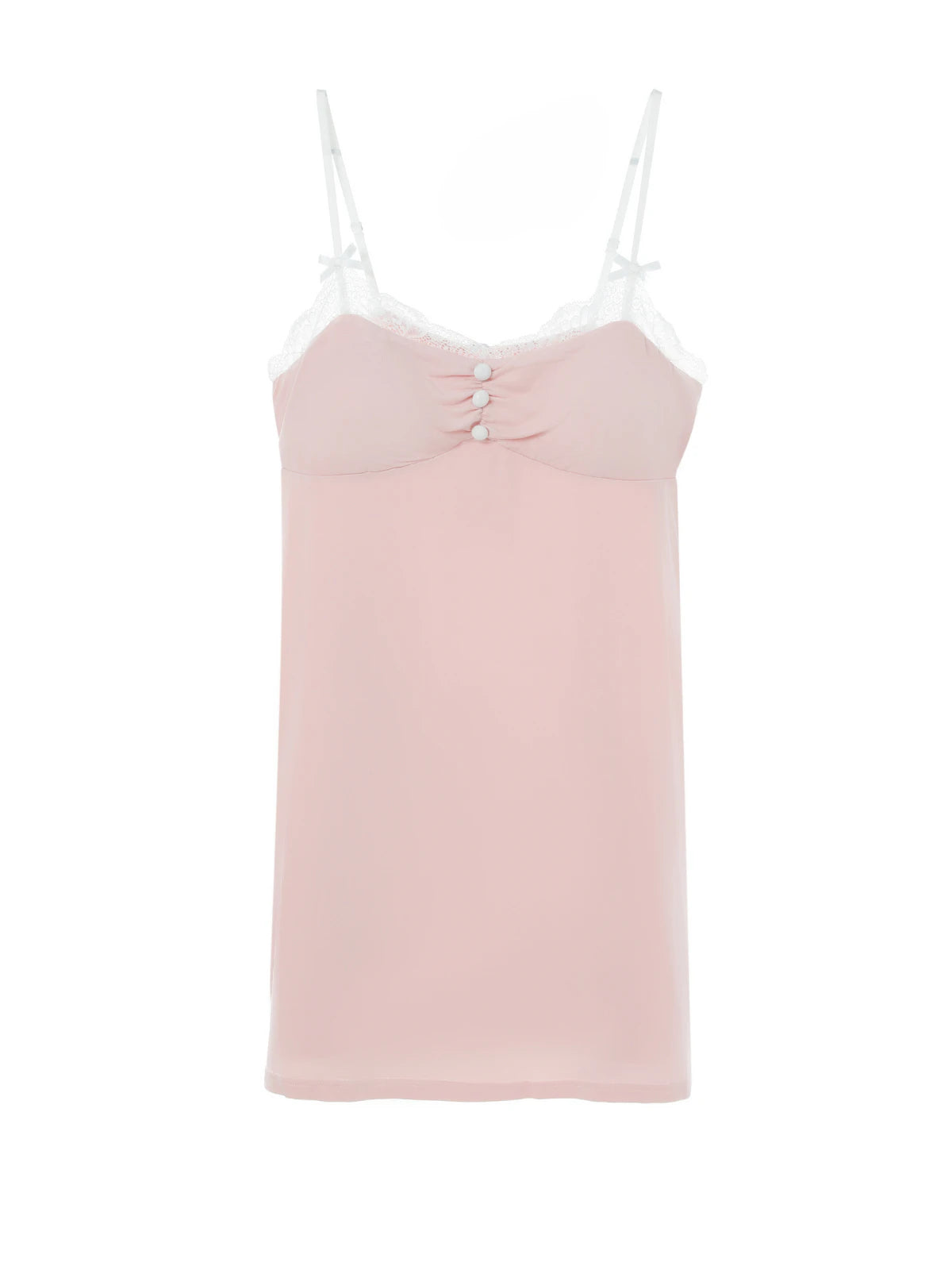 Pink bow strap contrast cami nightdress with soft stretch fabric