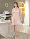 Pink lace trim nightdress with flowing A-line silhouette