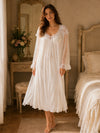 SlesSic white romantic lace robe slip nightgown set front view
