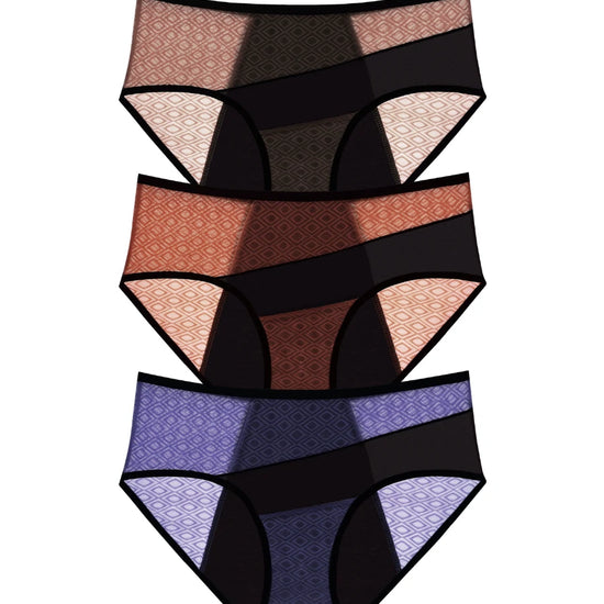 Multi-color seamless leakproof mesh panties set for women