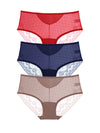 Mesh lace underwear set in red blue and taupe