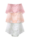 Sheer floral panties set in pink nude and white