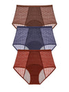 Multi-color seamless protective period panties stacked together