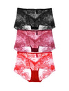 Lace boyshort underwear set in black burgundy and red