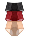 Three-piece leakproof high-waist underwear set in black red and nude
