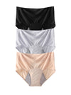 Three-piece seamless leakproof underwear set in black white and nude