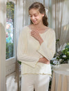 Light yellow pajama set with soft long sleeves and comfortable loungewear fit