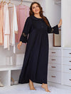 Plus size lace button viscose nightgown with embroidery