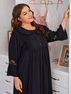 Classic long sleeve nightdress with sheer lace inserts