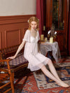 SlesSic blush pink vintage lace nightdress with romantic ruffle sleeves