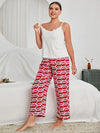White plus size pajama set with feminine print detail