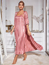 Large stripe satin sleepwear set with matching robe